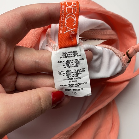 NWT Becca | Peach Halter Bandeau Bikini Swim Top L - Picture 6 of 9